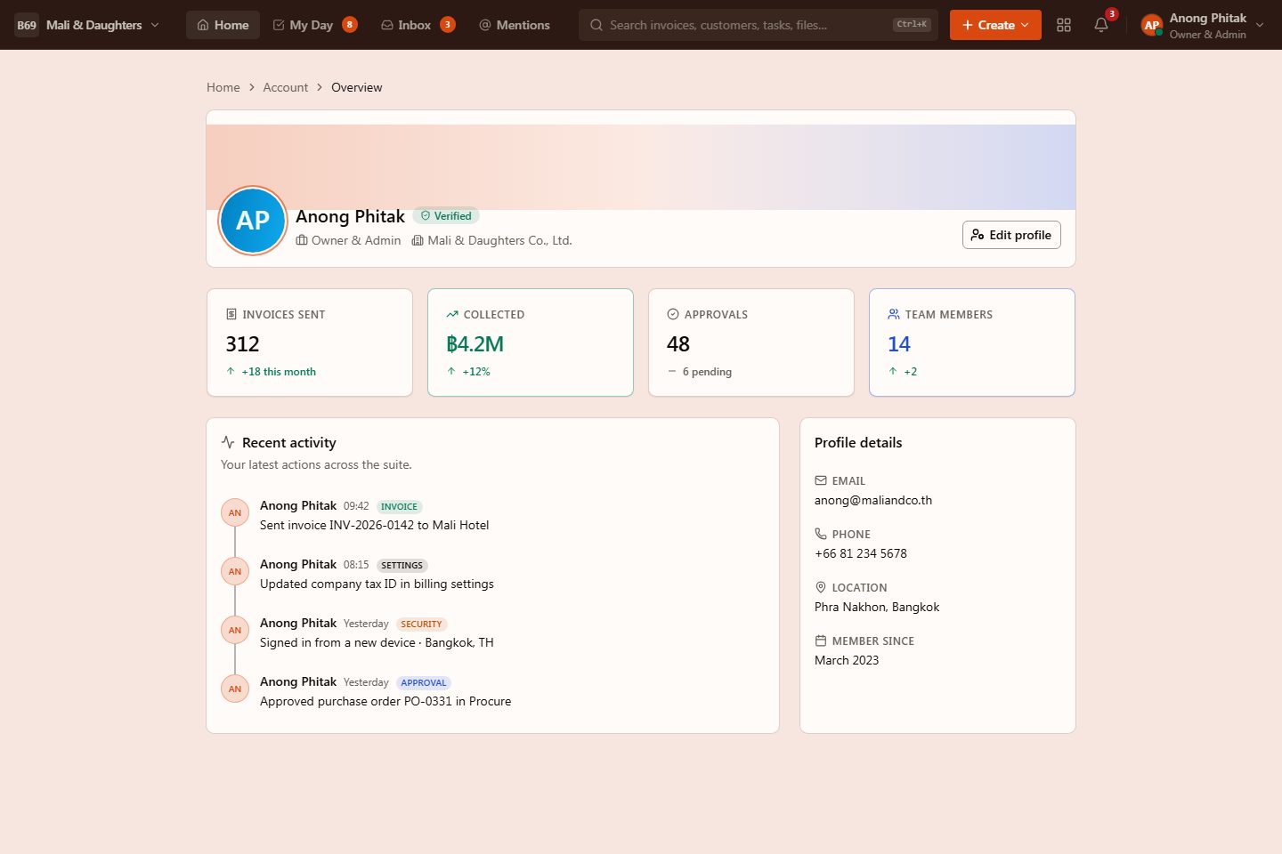 Account preview