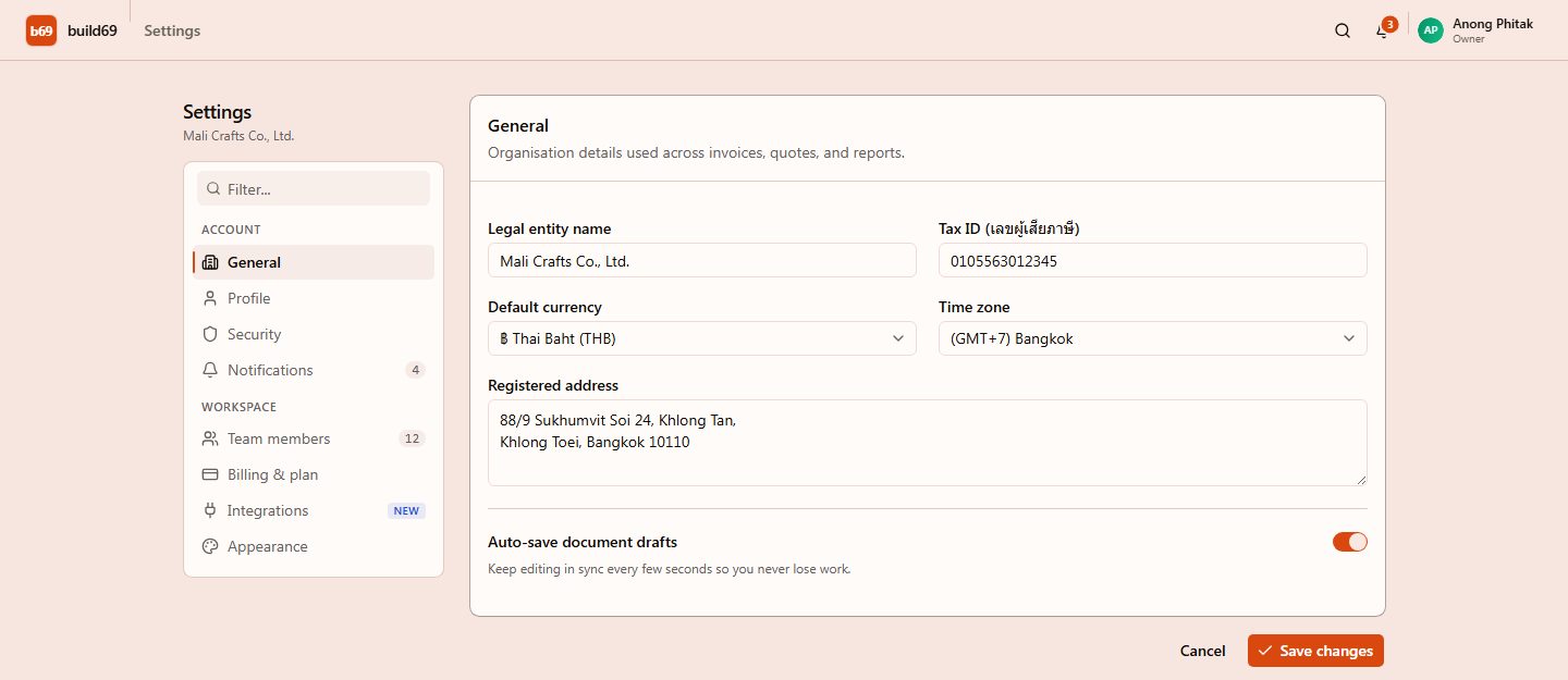 Settings preview