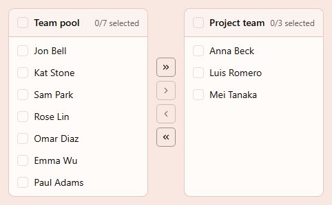 TransferList preview